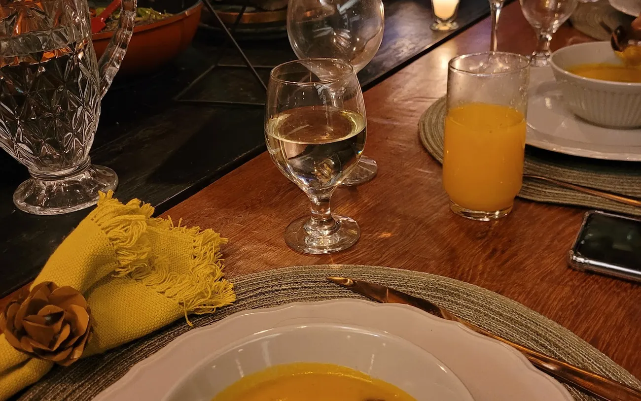 Creme de abóbora servido no jantar